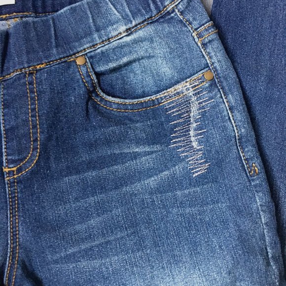 BOSTON PROPER DISTRESSED PULL-UP SKINNY JEANS - Picture 5 of 11